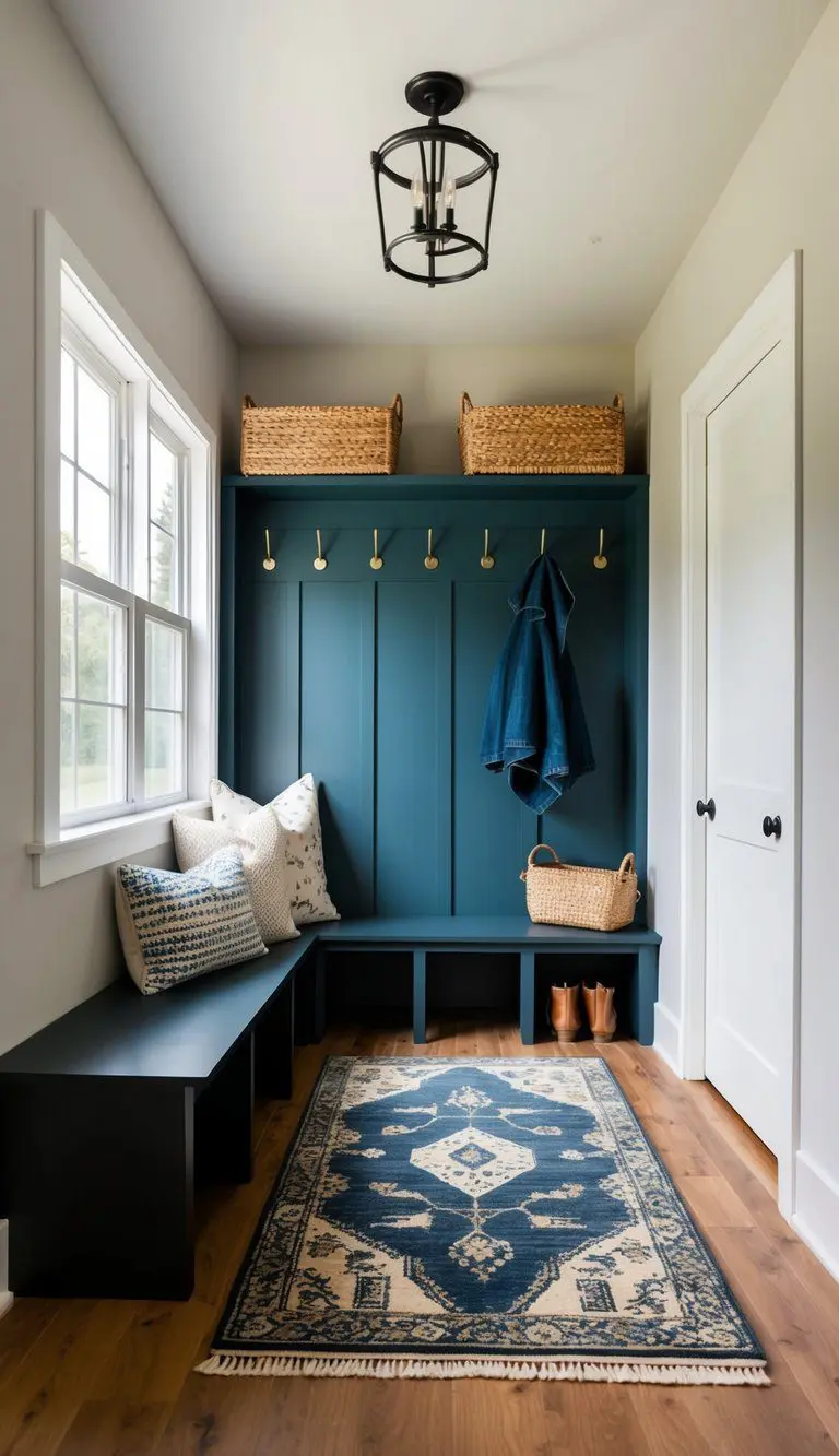 A mud room with Ottomanson Ottohome Collection Rug, featuring various design ideas