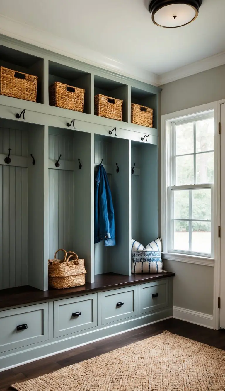 Mudroom with cubby storage ideas featuring Wayfair Etta Avenue and Jefferey Locker designs