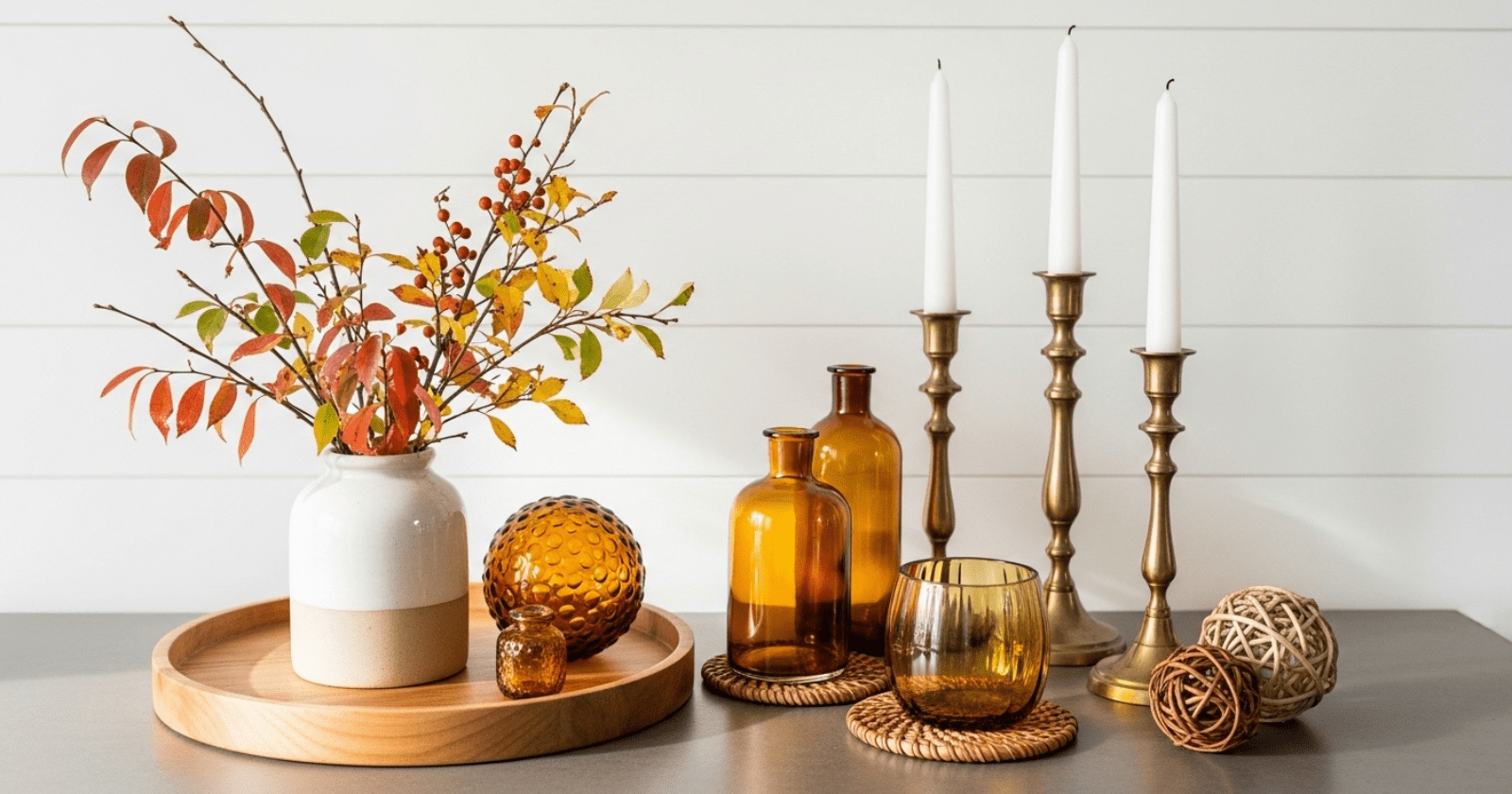 10 Cozy Fall Vignettes With Thrifted Brass And Wood Ideas for Stylish Seasonal Decor