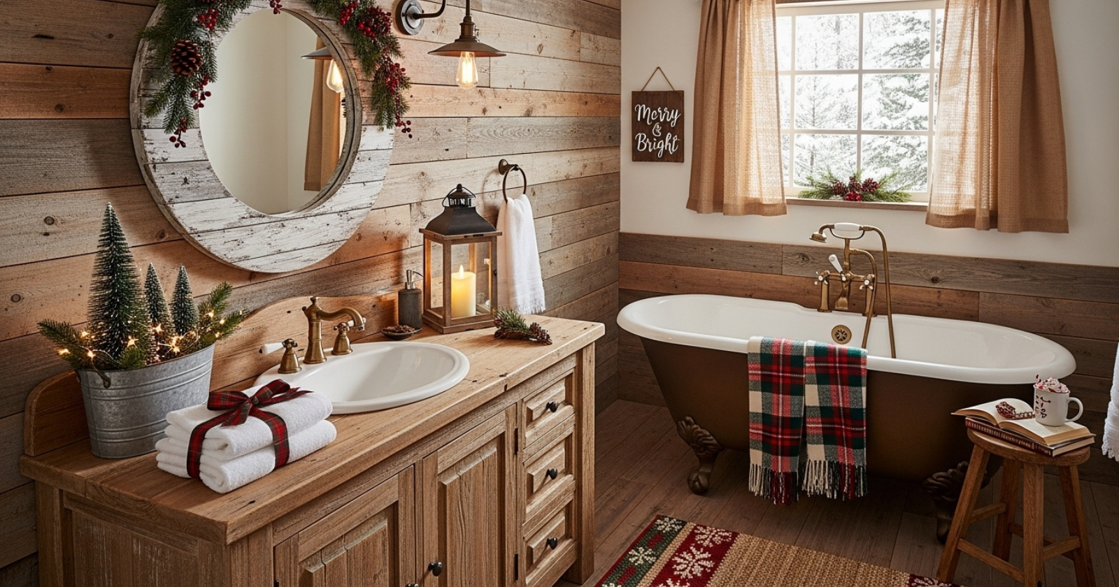 Rustic Christmas Bathroom Decor Ideas With Simple Touches