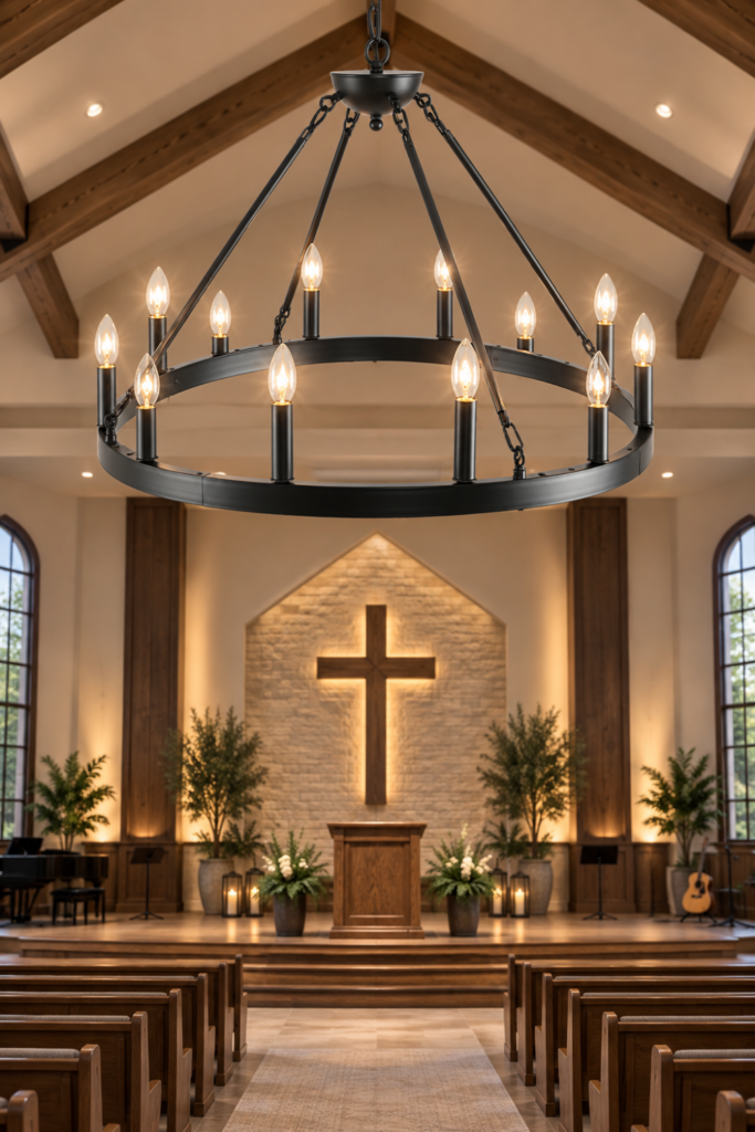 Black Wagon Wheel Chandelier 32 inch