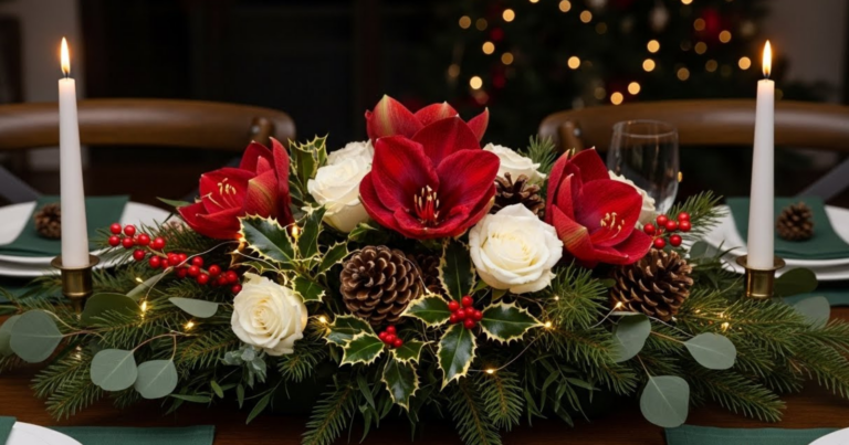 Christmas Floral Centerpiece Ideas For Small Dining Tables