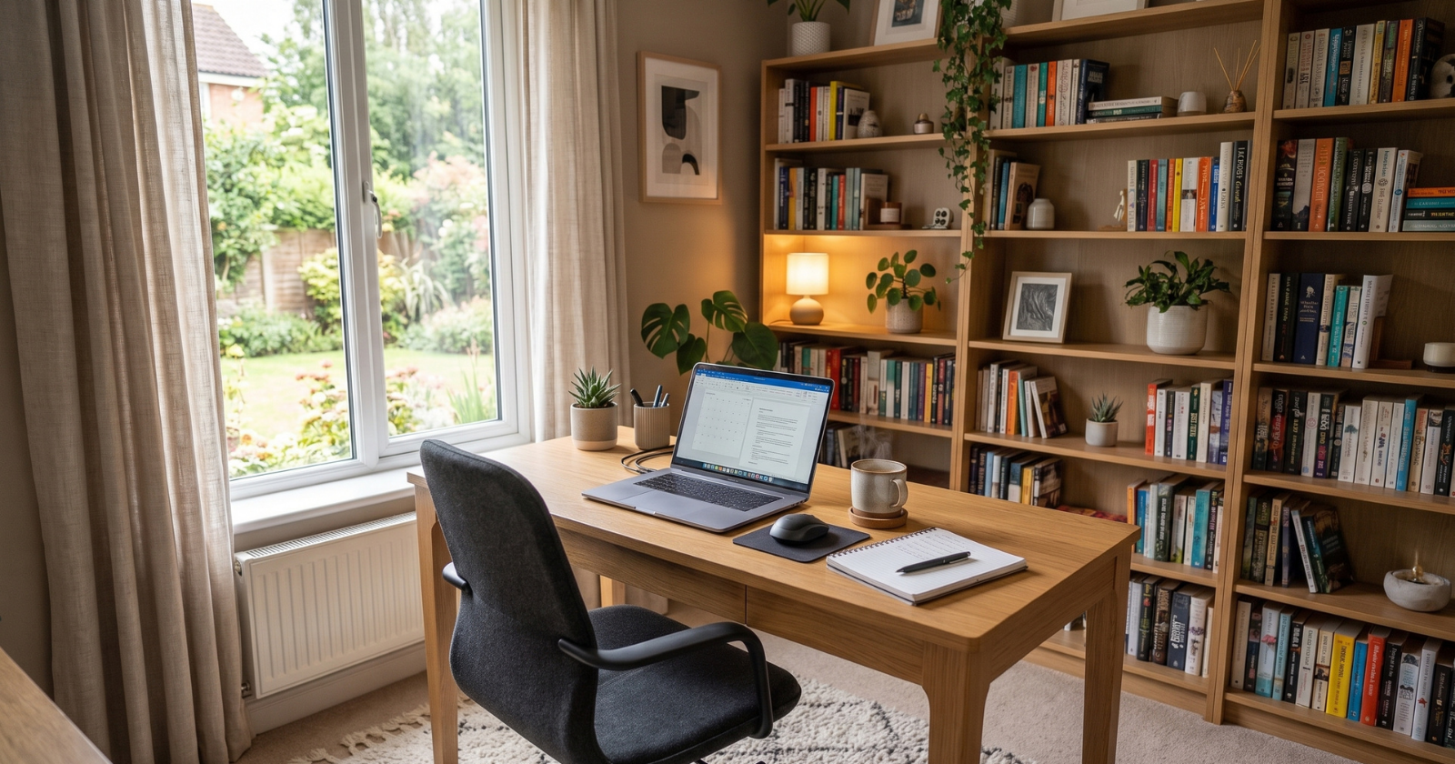 Cozy, modern home office interior
