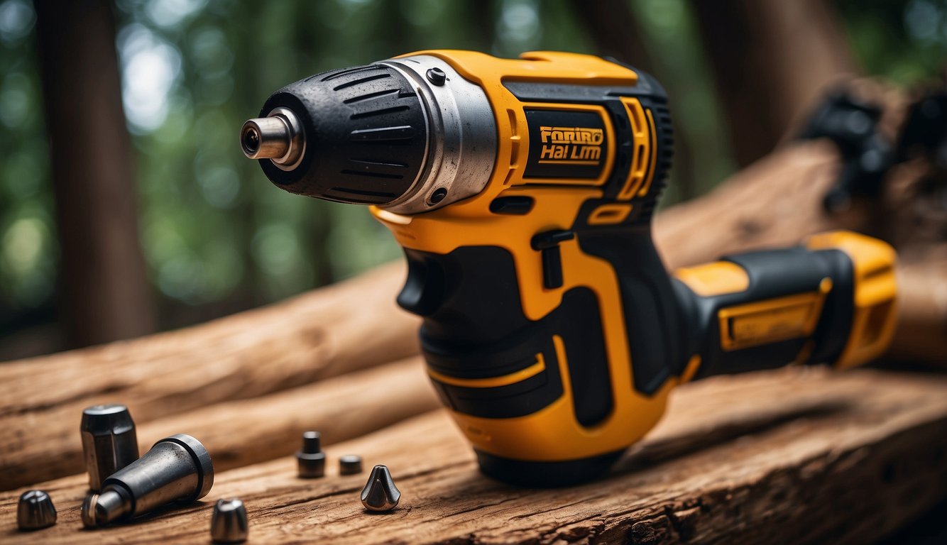 An impact driver in use, driving screws into wood, showcasing its power and precision for practical projects