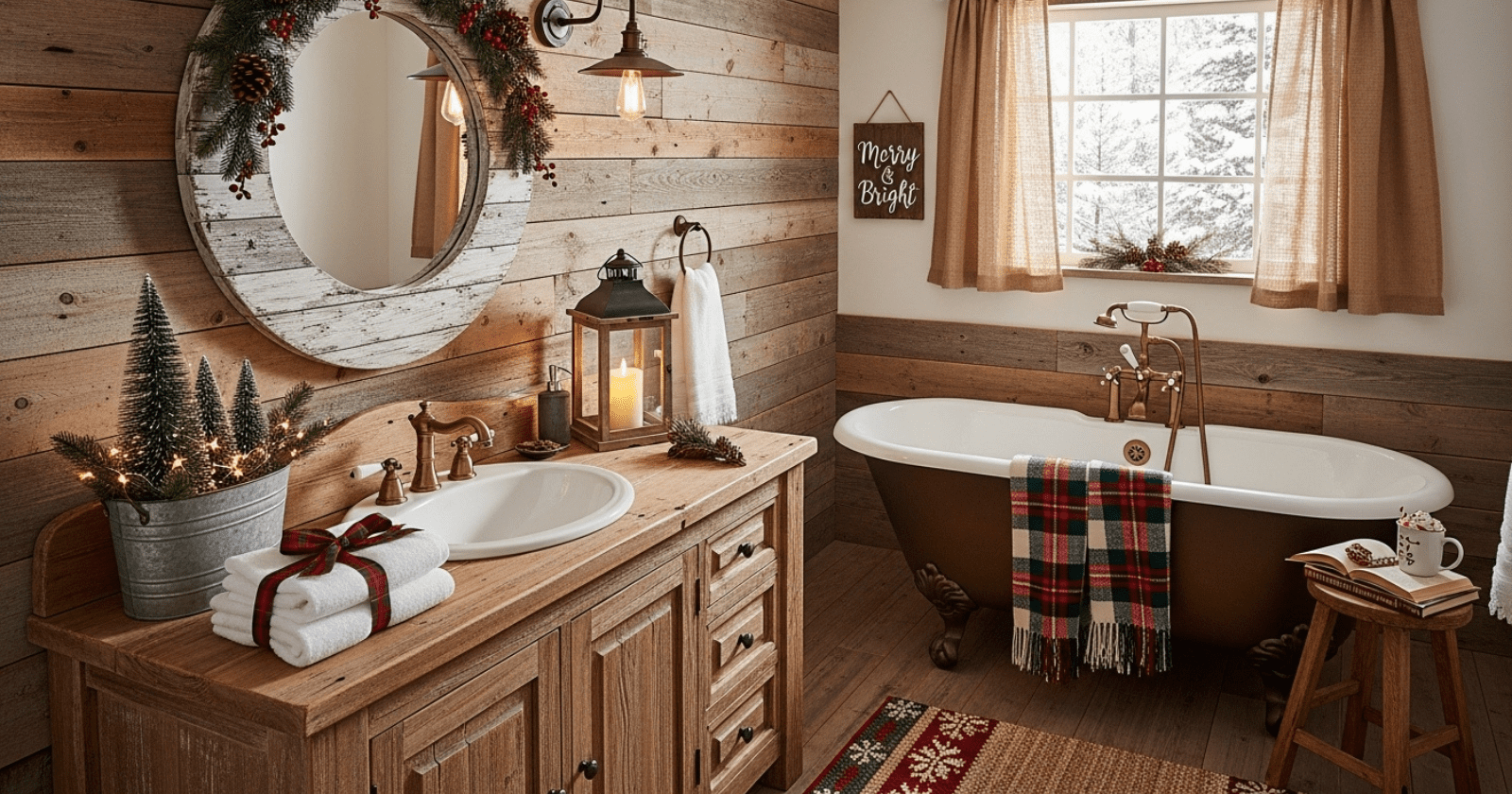 Rustic Christmas Bathroom Decor Ideas With Simple Touches