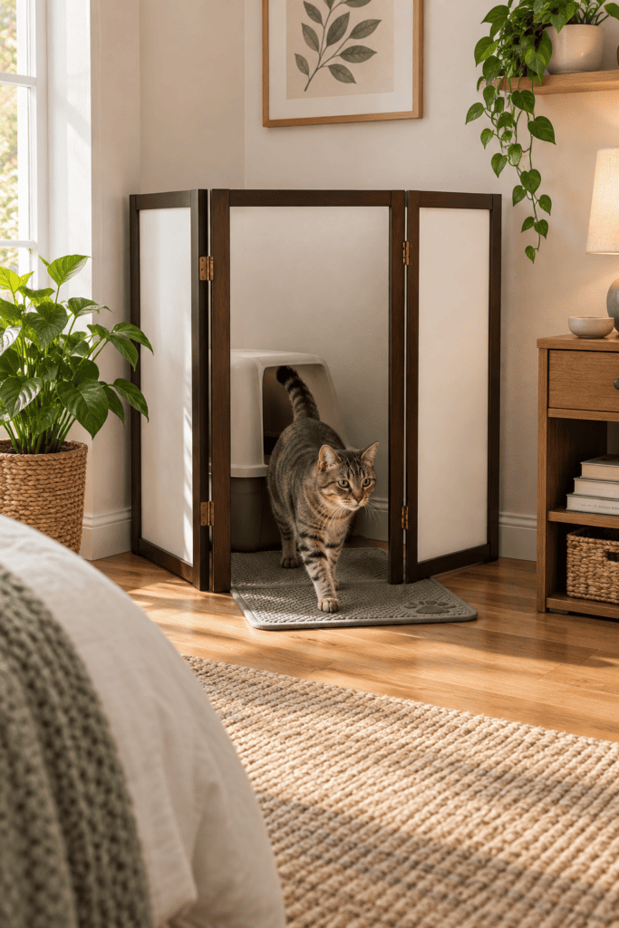 Hide The Litter Box Behind A Privacy Screen