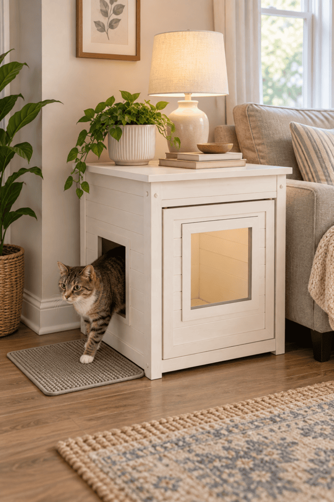 Hidden Litter Box End Table