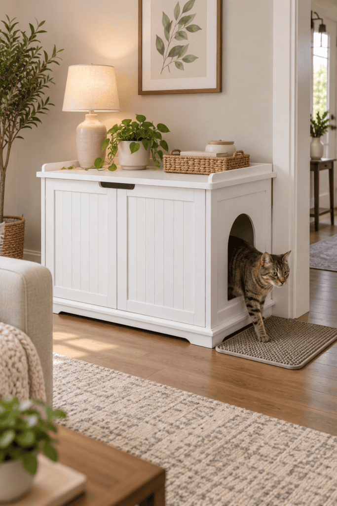 Console Cabinet Litter Box Hideaway