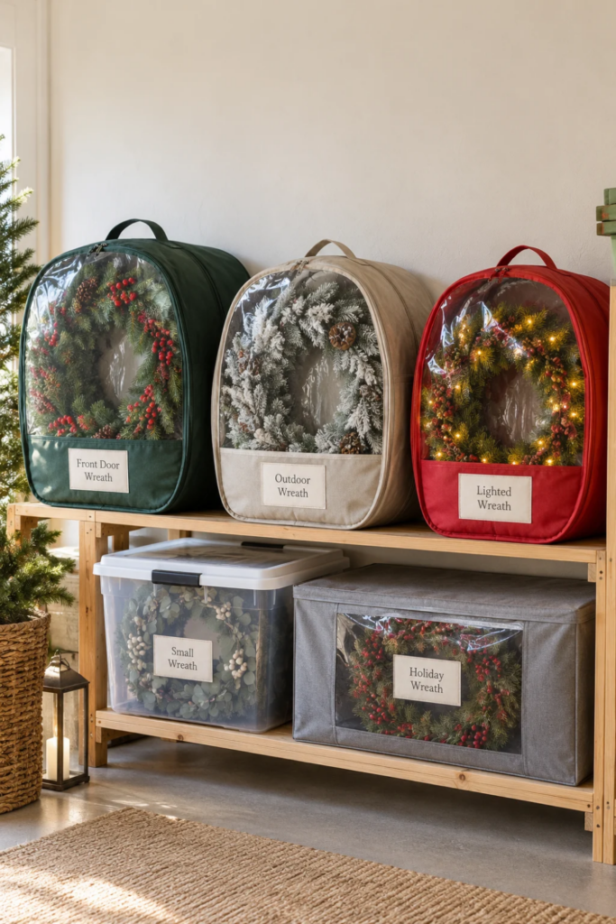 Separate Labeled Containers for Multiple Wreaths