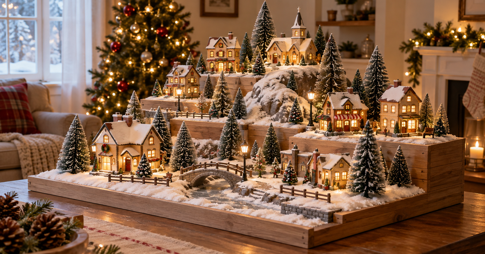 How To Build A DIY Christmas Village Display Platform