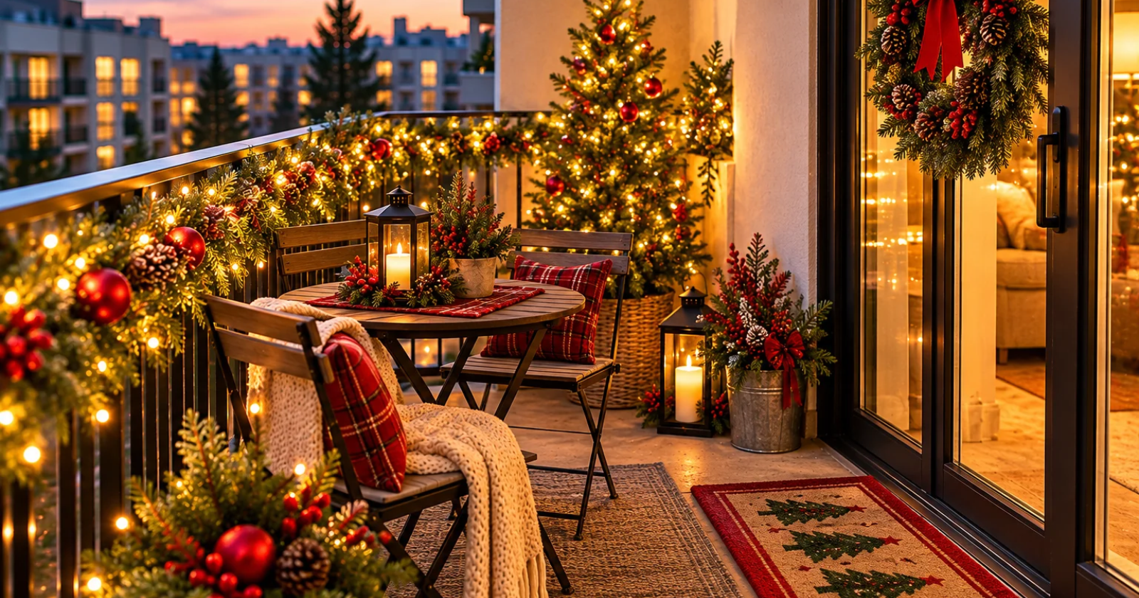 Balcony Christmas Decor Ideas You Can Try Without Drilling